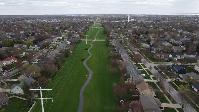 Aerial view of Naperville, IL walking trail