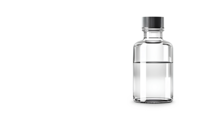 Bottle with glass with blank label isolated on white background. Serum oil in amber dropper bottle  with copy space.