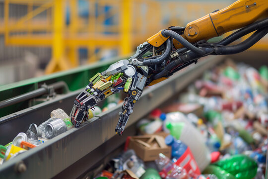 Advanced Robotic Arm Selecting Recyclables, Modern Recycling Technology