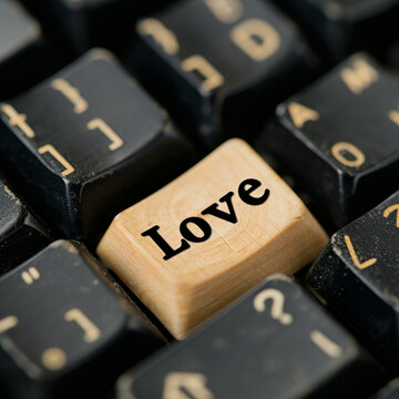 Love - Conceptual photo of the word 'Love' written on computer keyboard keys Gen AI