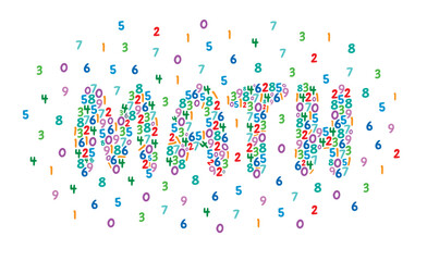 world of numbers. colorful math words and numbers concept