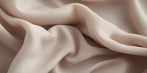Obraz premium Delicate Fabric with Soft Flowing Texture. Folded Beige Satin Textile. Light Cloth Background. Generative AI