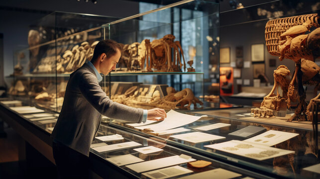 Artifact Curation: Female Museum Curator Preparing Exhibits
