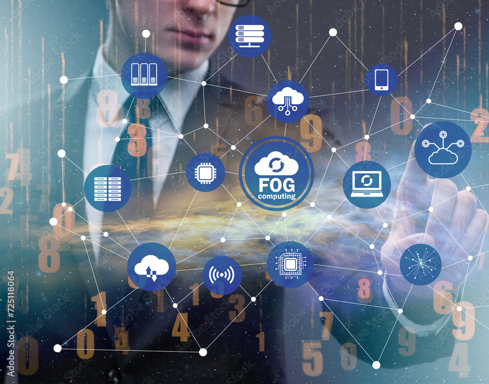 Aufkleber fog and edge cloud computing concept