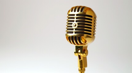 Fototapeta premium golden vintage microphone isolated on white background