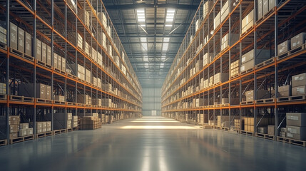 Industrial distribution and storage warehouse. - obrazy, fototapety, plakaty