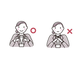 Set illustrations of  business woman (correct and incorrect  answer)