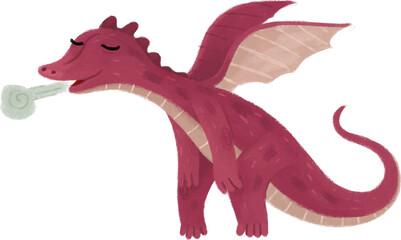 cartoon happy and funny colorful dragon or dinosaur dino isolated illustration for children