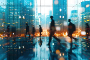 Foto op Plexiglas Blurred background of business people in a office. Generative AI © alphaspirit