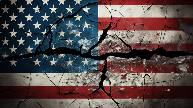 Political Symbolism: American Flag Breaking Apart