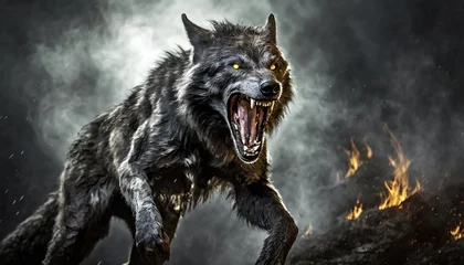 Foto auf Glas 3d Illustration of a werewolf on dark background with clipping path. © HM Design