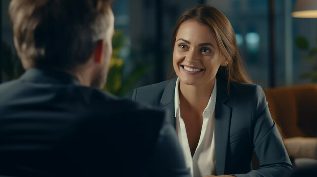 Employee Evaluation: Female HR Manager Assessing Employee Performance