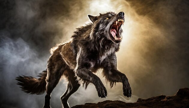 3d Illustration of a werewolf on dark background with clipping path.
