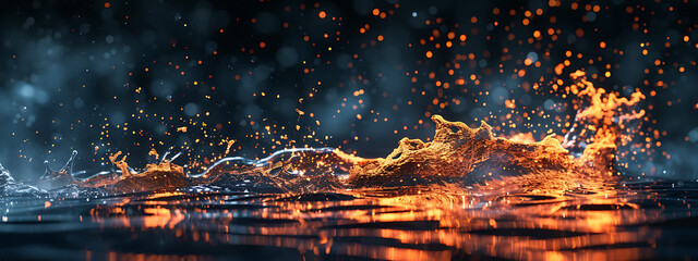 Fototapeta na wymiar spark fire and flame coming from water in