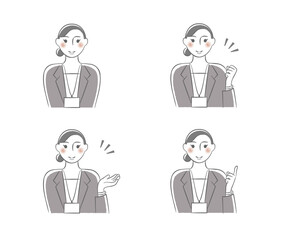 Set illustrations of  business woman guiding by hand