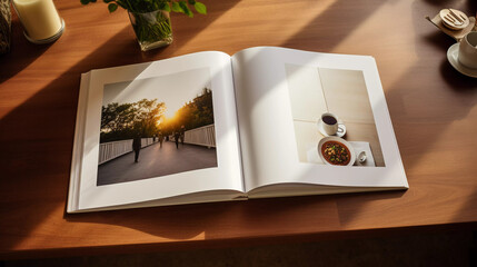 Mockup. Photo Album: Open White Album Page - obrazy, fototapety, plakaty