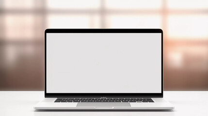 Mockup. Computer Technology: White Screen Laptop
