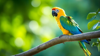 Obraz premium Colorful Bird Perched on a Tree Branch