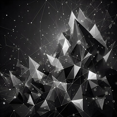 Black Abstract Geometric Background from Polygons and Triangles