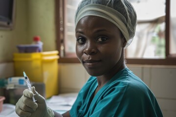 Medical Aid in Action: A Dedicated MSF Healthcare Worker, Syringe Ready, Tackles Viruses and...