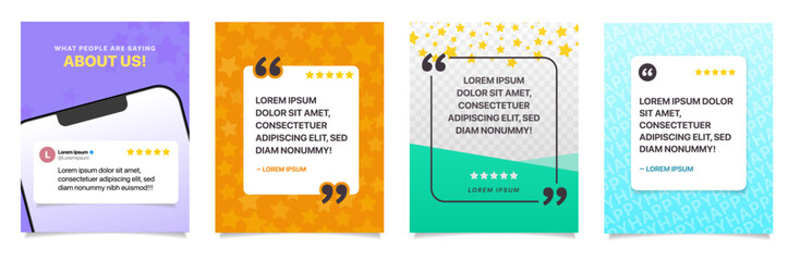 Set of Tall Social Media Reviews Templates