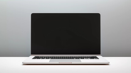 Mockup. White Laptop Screen on Minimalist Desk