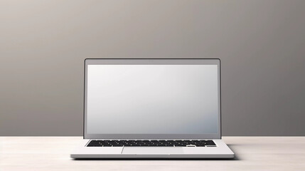 Mockup. White Laptop Screen on Minimalist Desk