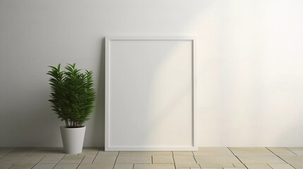 Mockup. White Photo Frame in Modern Villa
