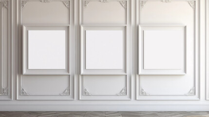 Mockup. White Photo Frame in Modern Villa