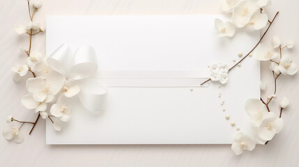 Mockup. White Wedding Invitation Card - obrazy, fototapety, plakaty