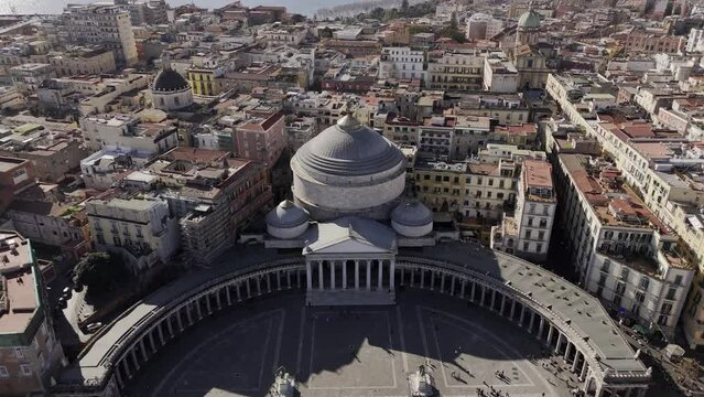 aerial view of Piazza del Plebiscito in Naples, famous tourist destination in southern Italy