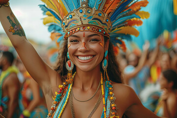 Portrait of a Beautiful Woman at the Carnival in Brazil