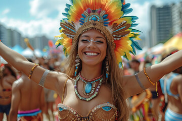 Portrait of a Beautiful Woman at the Carnival in Brazil
