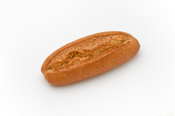 loaf of integral bread on white background, small size