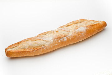 loaf of rustic bread on white background