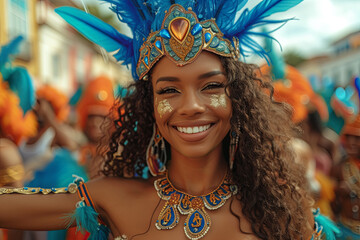 Portrait of a Beautiful Woman at the Carnival in Brazil