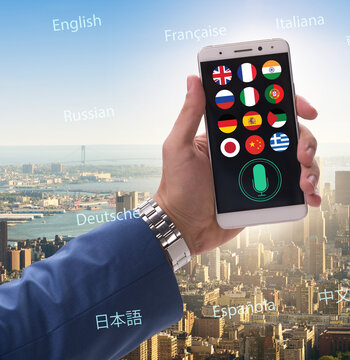 Concept Of Real Time Translation With Smartphone App