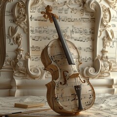 Classic violin full of music notes. Generative AI