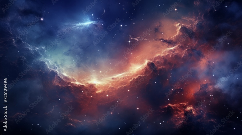 Wall mural space background with realistic nebula and shining stars. neural network ai generated art