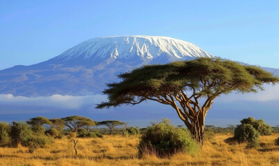 Snow on top of Mount Kilimanjaro in Tanzania
 - obrazy, fototapety, plakaty