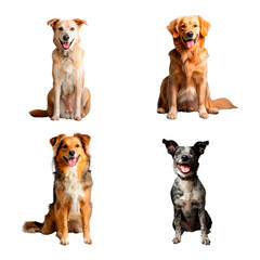 Set of happy dogs