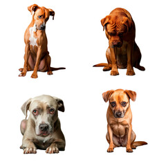 Set of sad dogs