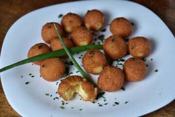 cod fritter fried fish meat ball typical Portuguese food fried cod