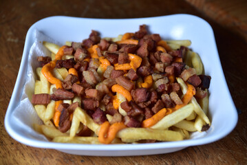fried bacon pork skin cracklings pancetta typical Brazilian food