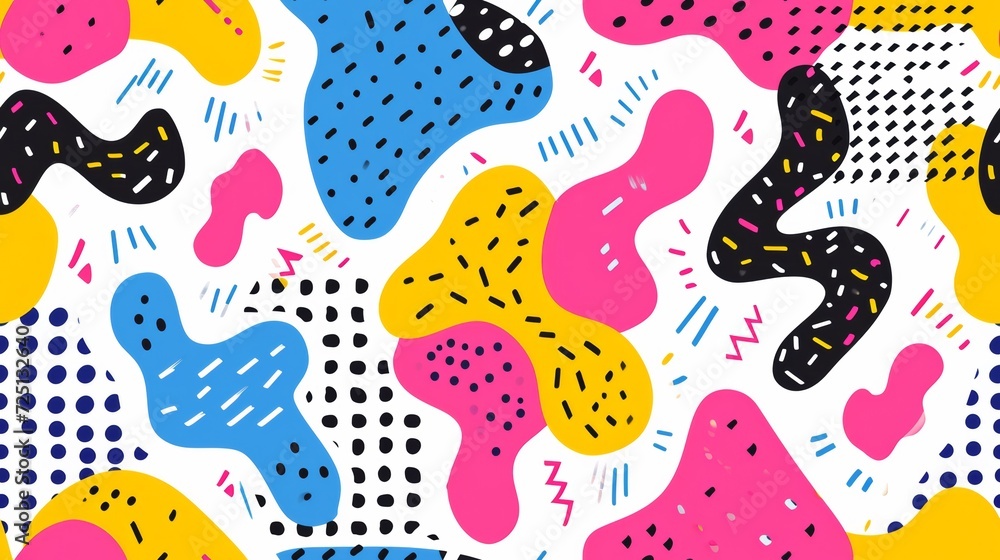 Poster a colorful pattern with shapes and dots on it, ai