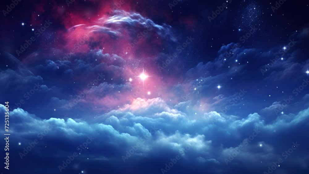 Wall mural mystic nebula animation with star particles glowing. particles flowing in space.