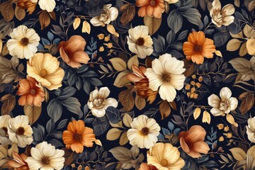 A colorful seamless floral pattern.