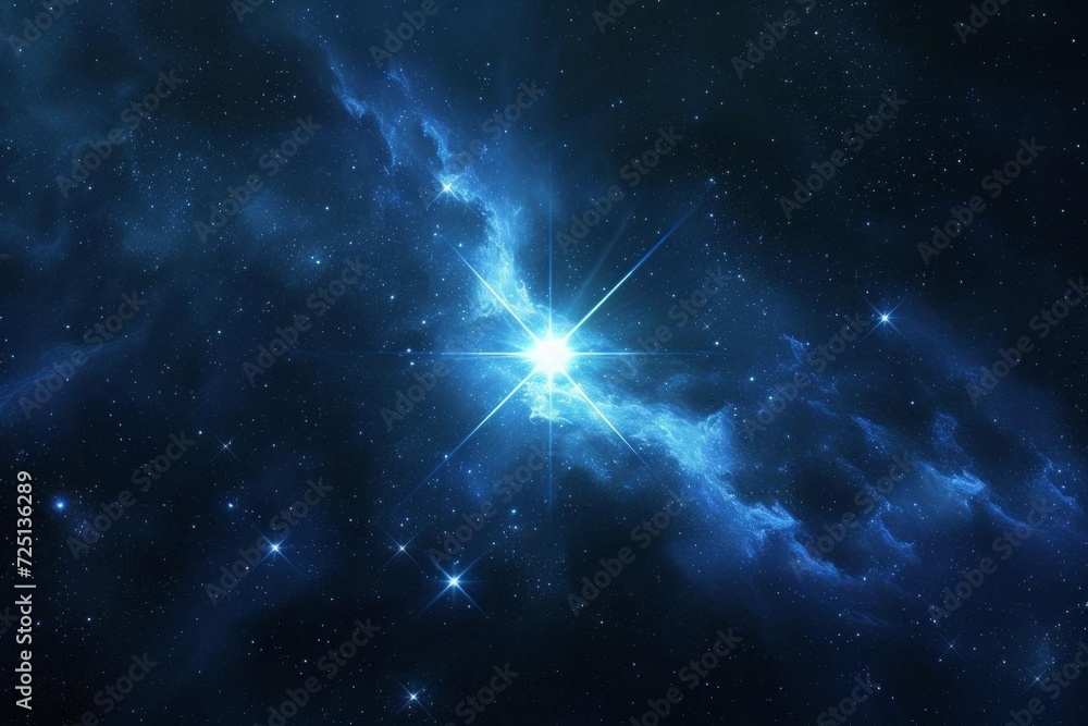 Poster a mysterious dark void in space with a single intensely bright star illuminating the darkness