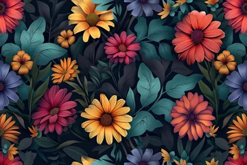 Zelfklevend Fotobehang A colorful seamless floral pattern. © Suzy