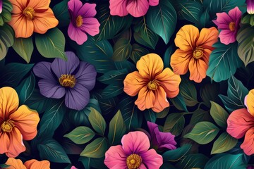 Fototapeta na wymiar A colorful seamless floral pattern.